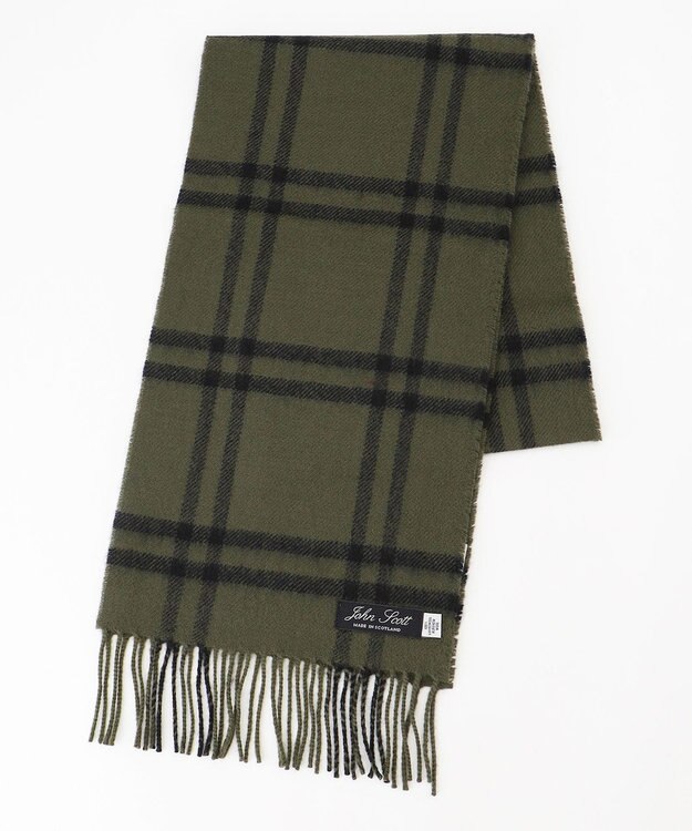 JOSEPH ABBOUD 【John Scott・スコットランド製・英国王室御用達】ラムウール マフラー ダークグリーン系4