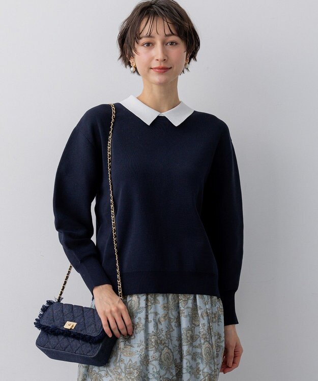 23区 【先行予約/WEB&一部店舗限定】バイカラーデザイン 2WAY ニット ネイビー系