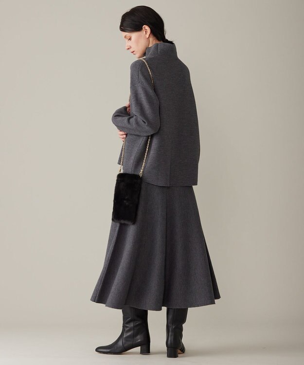 自由区 【セットアップ対応・洗える】ウールミラノフレア スカート グレー系