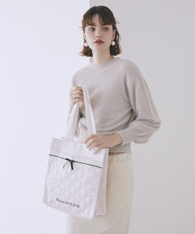 Maison de FLEUR コットンフリルスクエアトート Pink