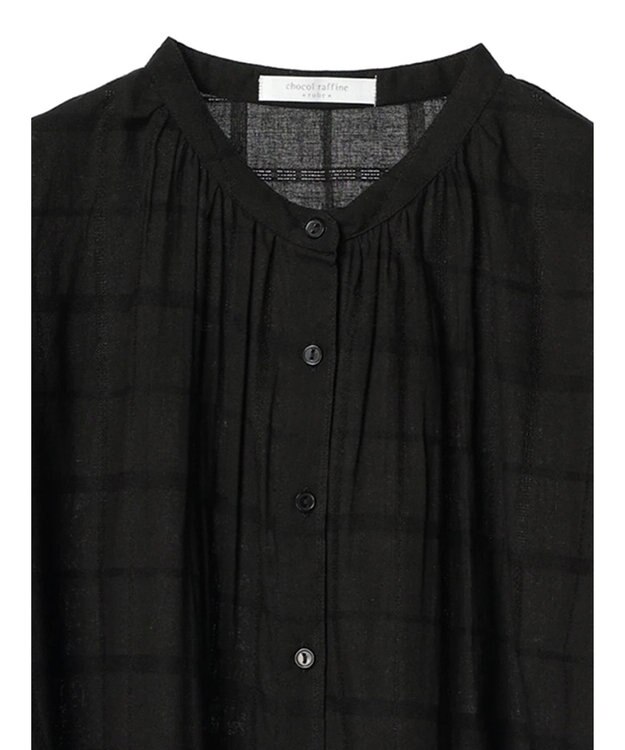 Green Parks インド綿 チェックドビーブラウス Black