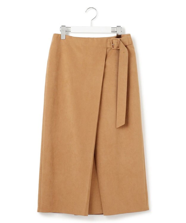 23区 【GOLD LABEL】スウェードタッチレザー ラップスカート キャメル系