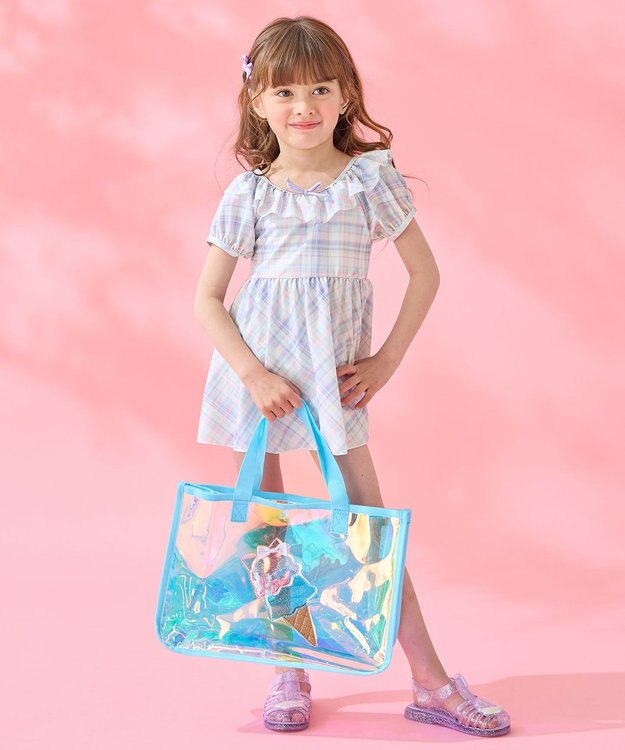 ANY KIDS チェック柄 セパレート 水着 ミント系チェック