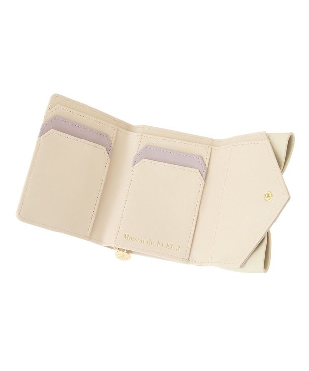 Maison de FLEUR ベルトリボンミニウォレット Gray Beige