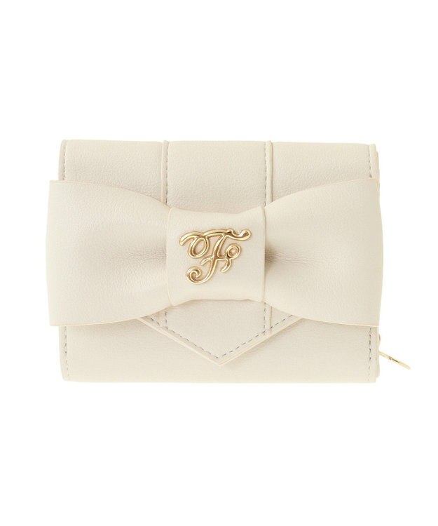 Maison de FLEUR ベルトリボンミニウォレット Gray Beige