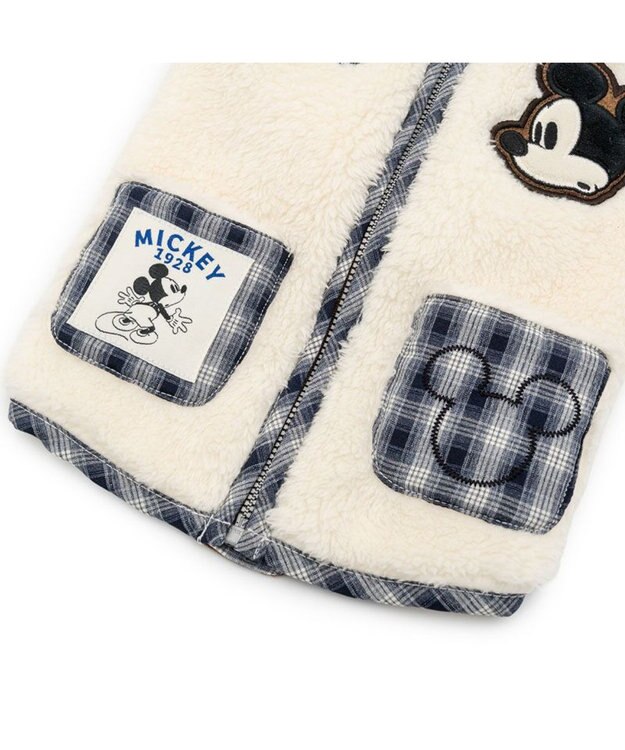 PET PARADISE ディズニー ミッキーマウス 襟付 ジップUP ベスト 小型犬 オフホワイト