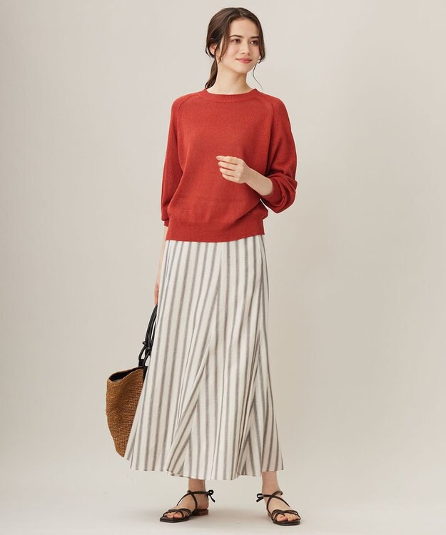 自由区 S 【洗える】ペーパーブレンドプルオーバー ニット レッド