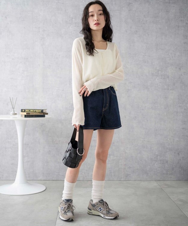 WEGO 台形デニムショートパンツ デニム濃色