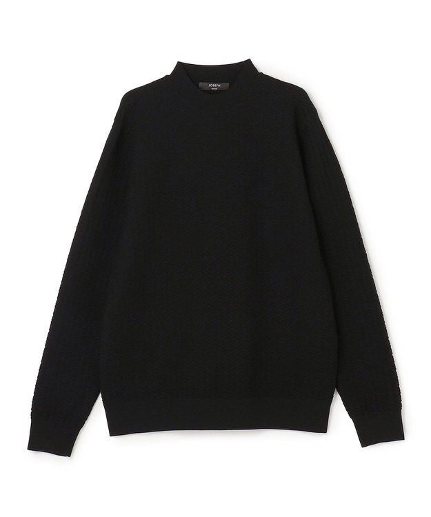 JOSEPH HOMME 新柄【イージーケア】 ヴィスコースリンクス　モックネックニット ブラック系