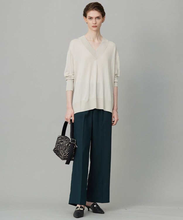 ICB L 【新色追加・UVケア・接触冷感・速乾・防シワ・洗える】 FluidBackSatin  ワイドパンツ ディープパイン系