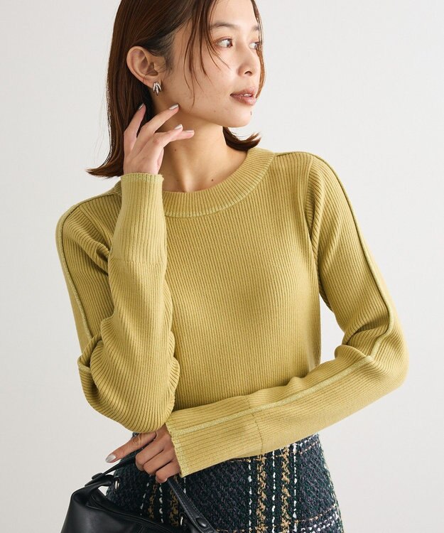 Green Parks ラメライン入りリブニットプルオーバー Green