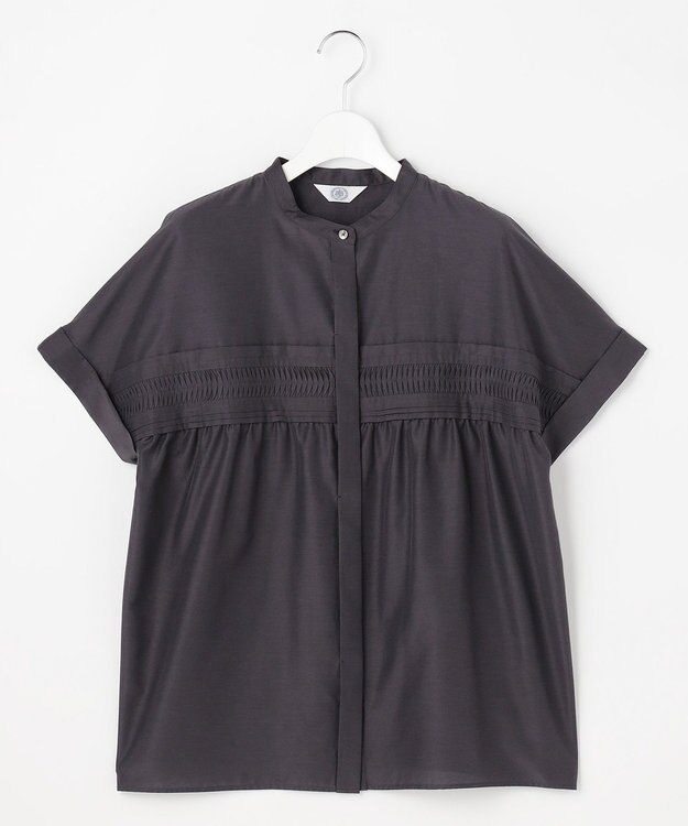 J.PRESS LADIES S ソフトシアークロス フレンチスリーブ ブラウス モカスレート系