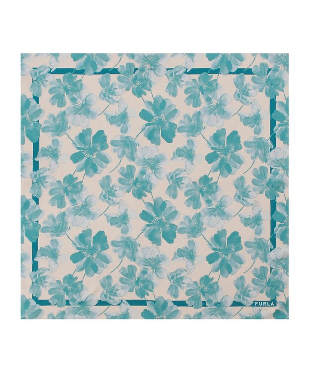MOONBAT 【シルク100%】FURLA (フルラ) 花柄 シルクプリントスカーフ 65cm×65cm  UV対策 手洗い可能 ビリジアン