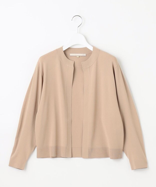 自由区 【洗える・XSサイズあり】クレープストレッチ カーディガン キャメル系