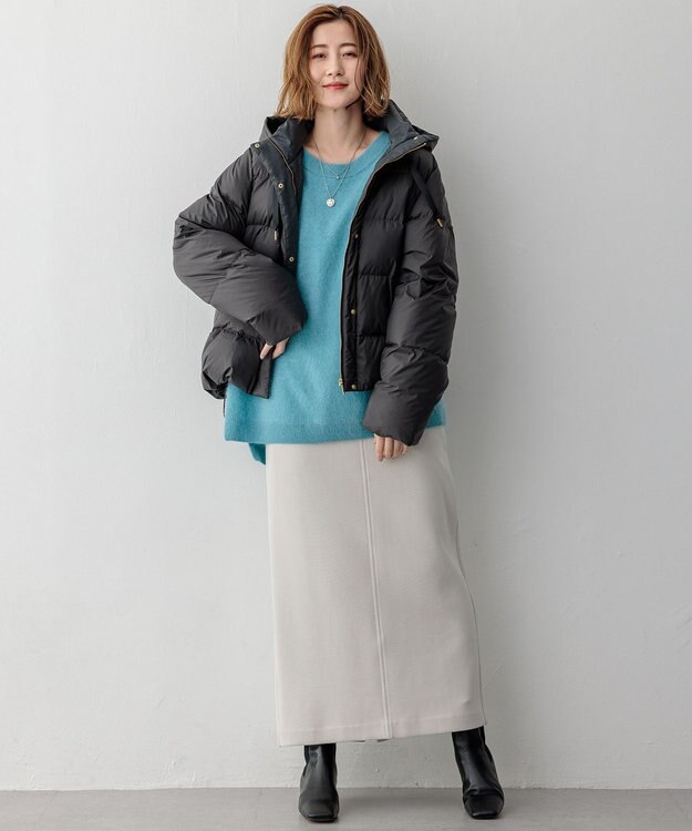 23区 L 【洗える/撥水加工】シレータフタ コンパクト ダウンコート グレー系