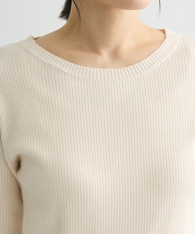 Green Parks アンチピリング袖シアーリブニットプルオーバー Ivory