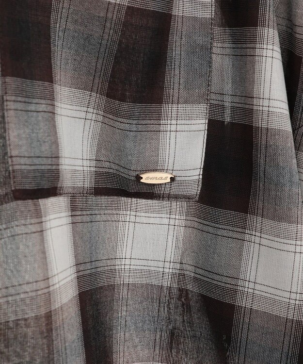 earth music&ecology 【2WAY】２ｗａｙショルダードロストリボンチェックシャツ Brown