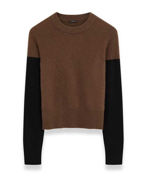 JOSEPH 【洗える】ブラッシュドカシミヤ　ラウンドネックニット Arabica/Black