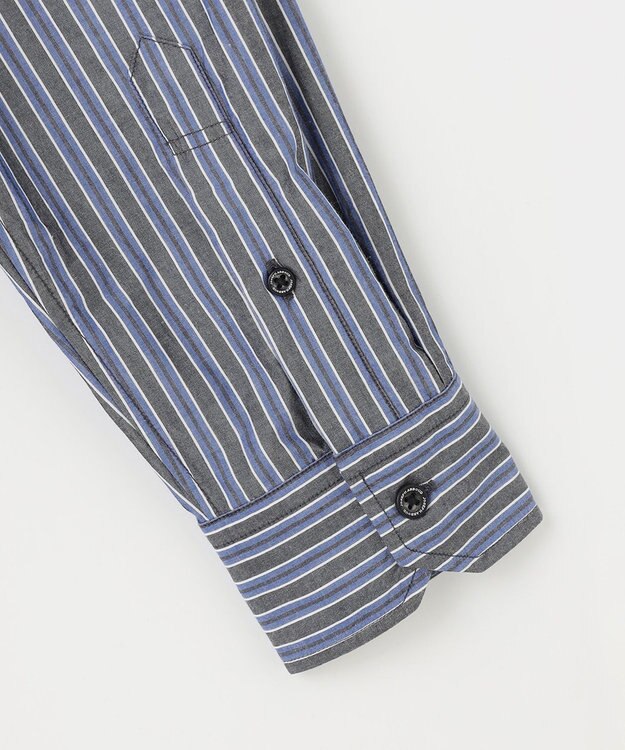 JOSEPH ABBOUD 【シルク×綿ブレンド】シルクコットンストライプ シャツ グレー系1