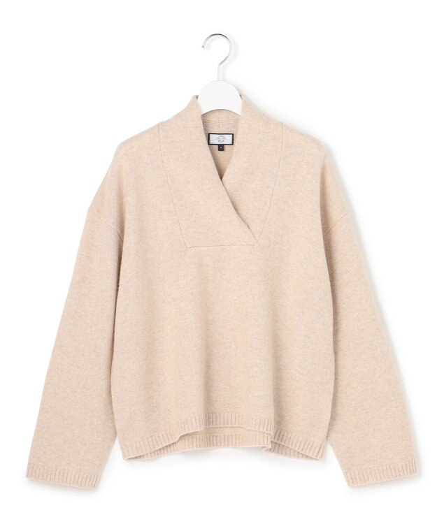 J.PRESS YORK STREET 【WOMEN】ウールカシミヤ 変形Vネック ニット アイボリー系