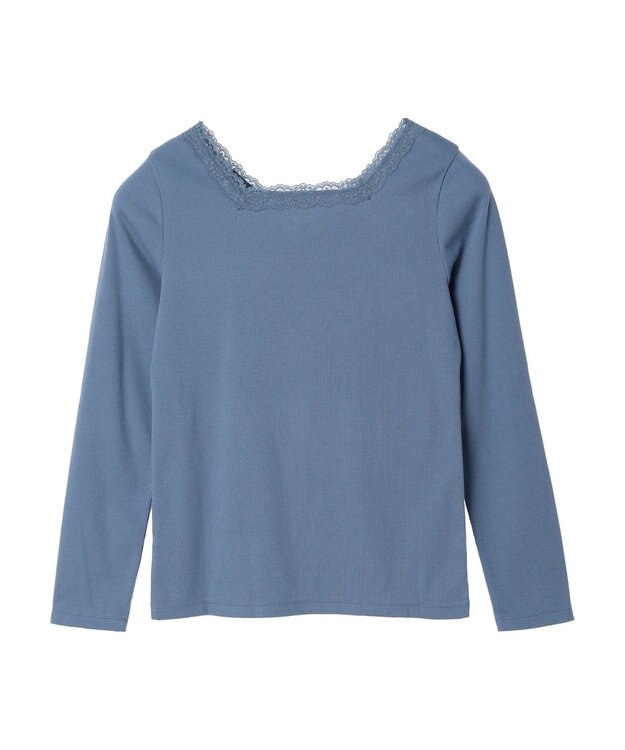 earth music&ecology 前後２ＷＡＹ襟レースプルオーバー Blue