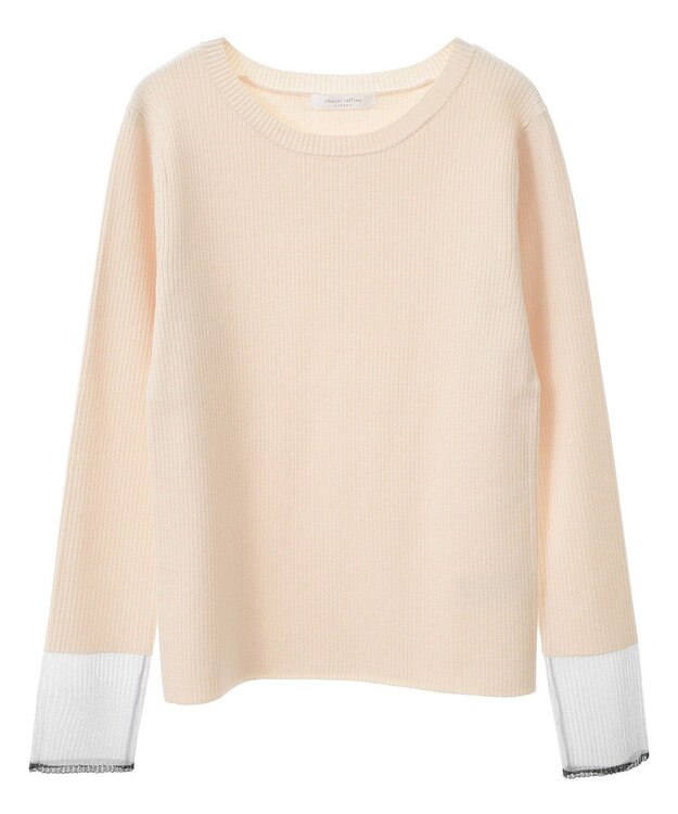 Green Parks アンチピリング袖シアーリブニットプルオーバー Ivory