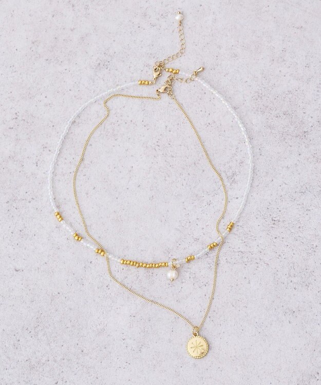 earth music&ecology 【2SET】ビーズ＆プレートネックレス Gold