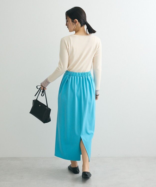 Green Parks アンチピリング袖シアーリブニットプルオーバー Ivory