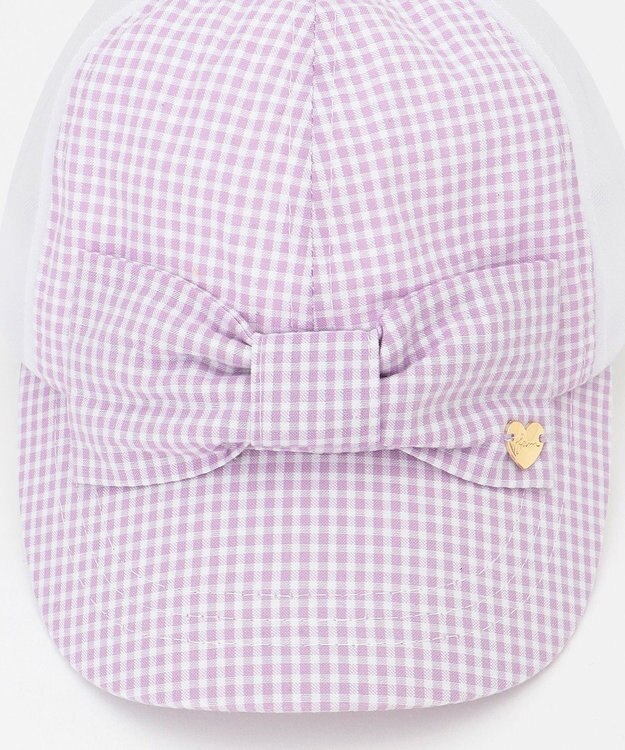 ANY KIDS リボン メッシュ キャップ ラベンダー×ギンガムチェック