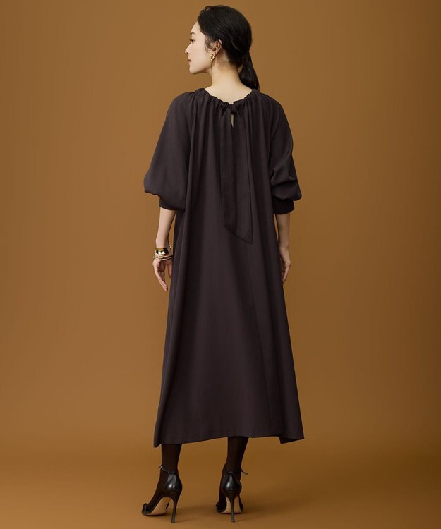 自由区 L 【SHIHOさん着用】TWドレープツイル3WAYボウタイ ワンピース ダークブラウン