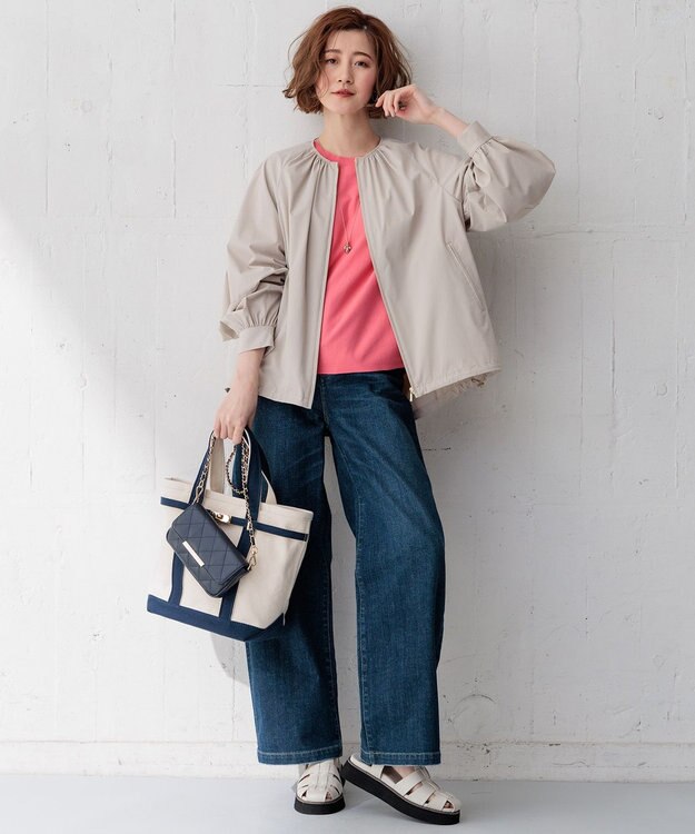 23区 S 【洗える/撥水加工】ナイロン2WAYストレッチ  ブルゾン ベージュ系