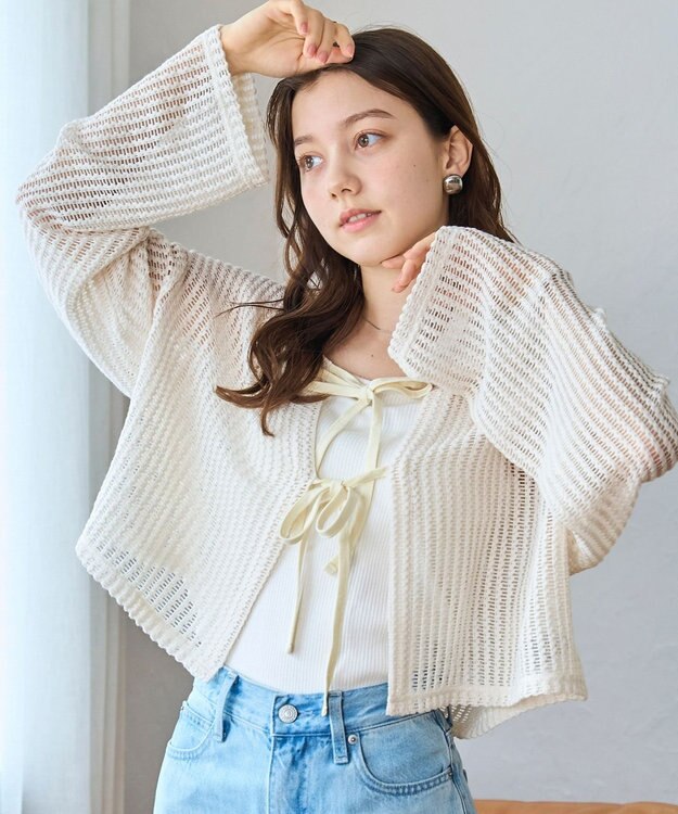 WEGO メッシュリボンカーディガン ホワイト