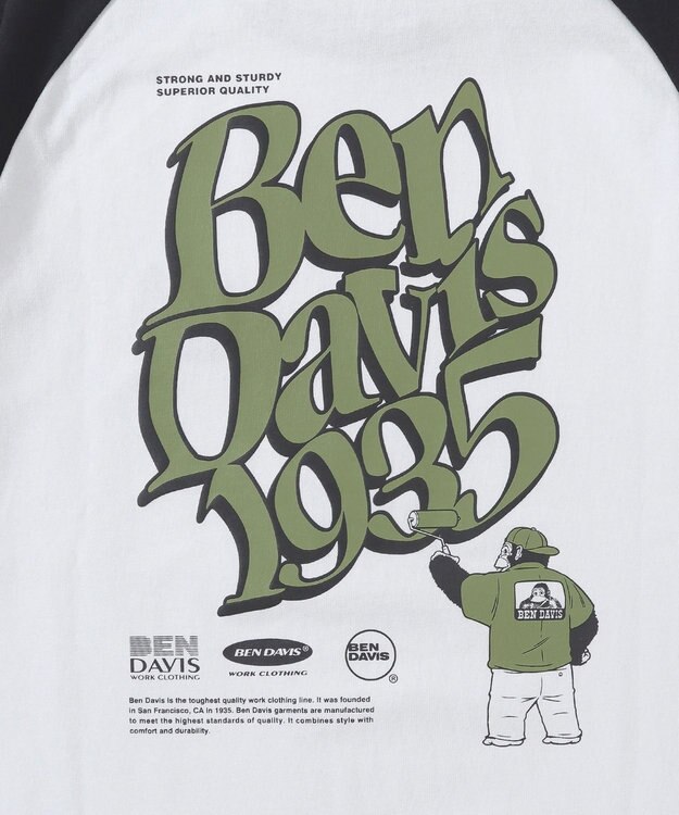 WEGO 【ユニセックス着用ITEM/MLサイズ展開】別注BENDAVISグラフィックラグランT（7S） ホワイト