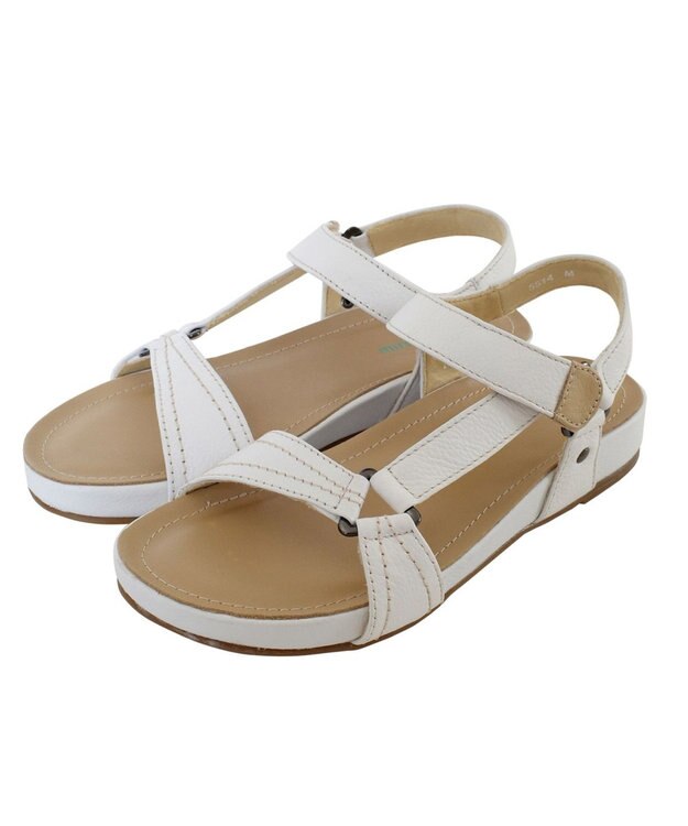 Pointer 天然皮革 本革ストラップサンダル ホワイト