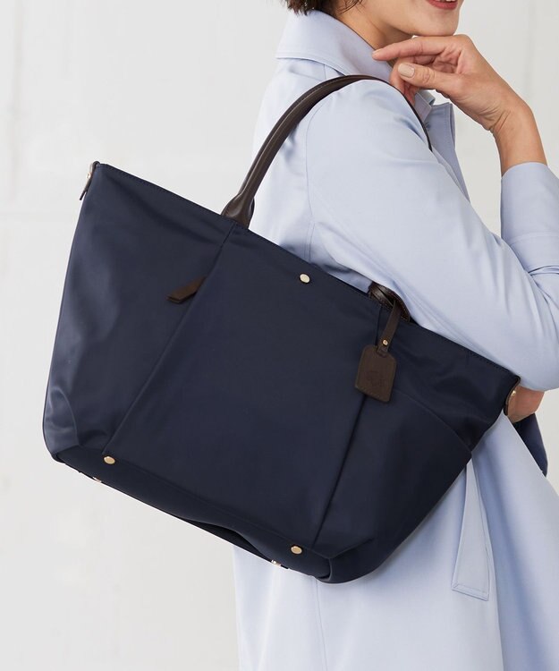 J.PRESS LADIES 【WEB限定カラーあり・A4サイズ収納可】 ナイロン トート バッグ ネイビー系