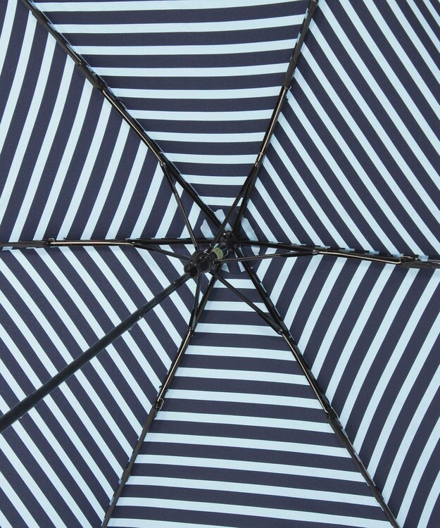 MOONBAT POLO RALPH LAUREN(ポロ ラルフローレン)ポロポニー ボーダー 折りたたみ傘 簡単開閉 サックスブルー