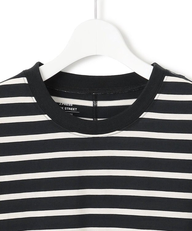 J.PRESS YORK STREET 【WOMEN】ボーダーキャップスリーブ Tシャツ ブラック系1