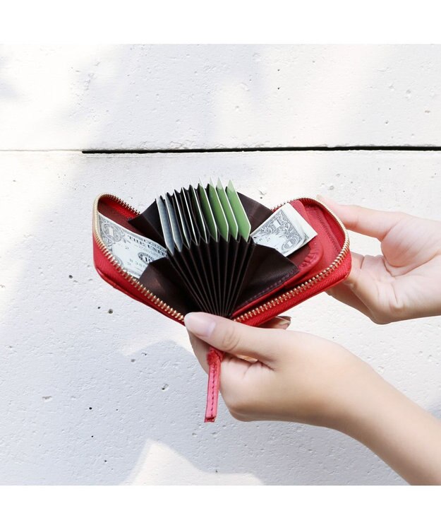 UNBILLION ペルケ perche / イタリアンレザー・ジャバラカードウォレット レッド