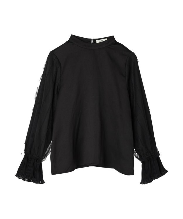 earth music&ecology チュール袖スタンドカラートップス Black