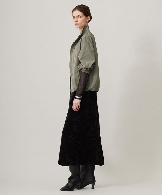 ICB 【洗える】 エステルメモリータフタ ブルゾン スレートカーキ系