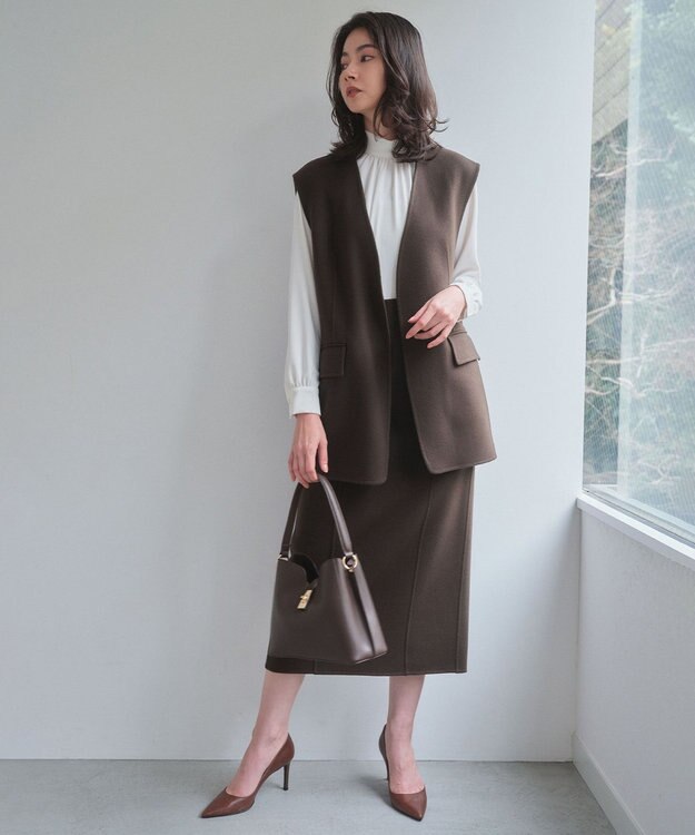 BEIGE， 【人気シリーズ】EVA / ハイネックロングスリーブブラウス White