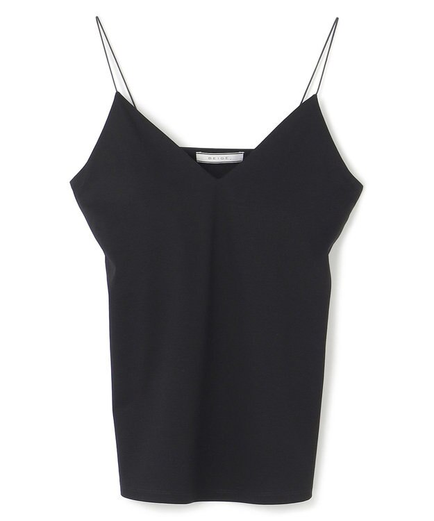 BEIGE， 【洗える・Precious 7月号掲載】ABELIA / コットンVラインカップ付きキャミソール Black
