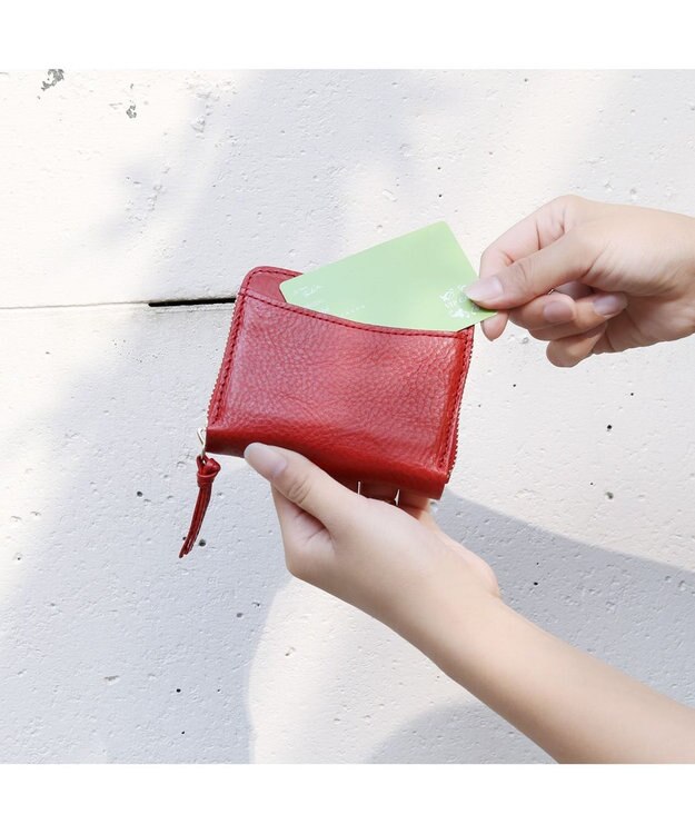 UNBILLION ペルケ perche / イタリアンレザー・ジャバラカードウォレット レッド