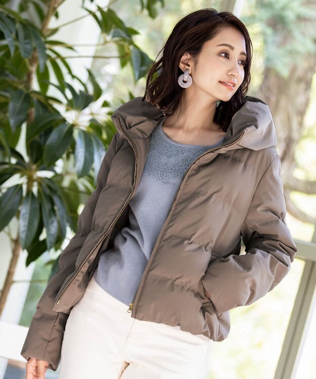 Tiaclasse L 【洗える】大人上品なスカラップレースコンビニット ブルー