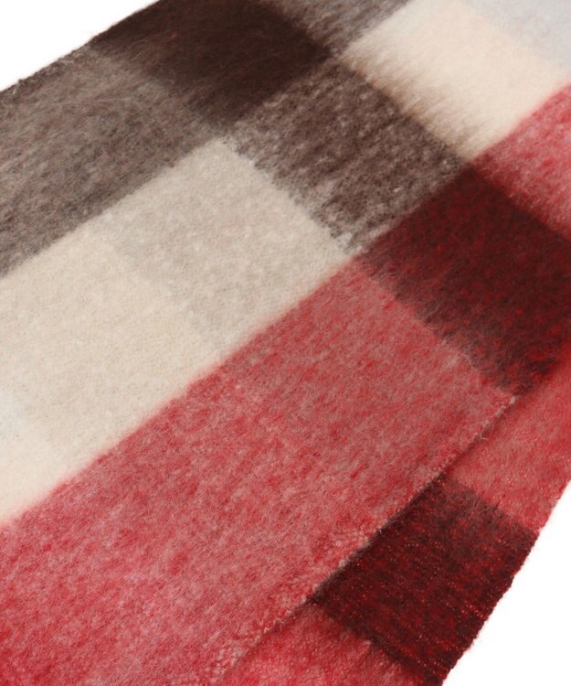 Green Parks ・ｆｕｒｒｙ　ｒａｔｅ　グラデーションチェックマフラー Red