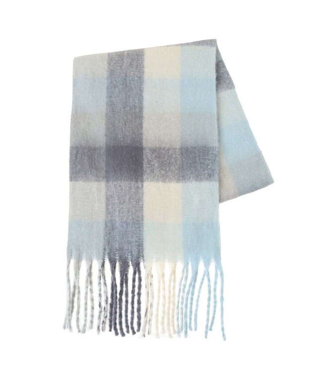 Green Parks ・ｆｕｒｒｙ　ｒａｔｅ　グラデーションチェックマフラー Sax