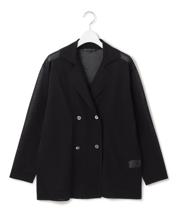 23区 L 【洗える】シアー ダブルブレスト ニット ジャケット ブラック系