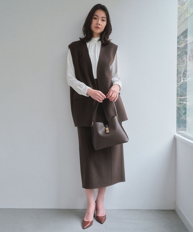 BEIGE， 【人気シリーズ】EVA / ハイネックロングスリーブブラウス White