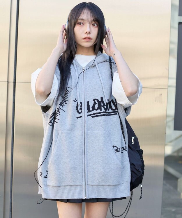 WEGO 【ユニセックス着用ITEM/MLサイズ展開】ジャガードノースリジップパーカー グレー