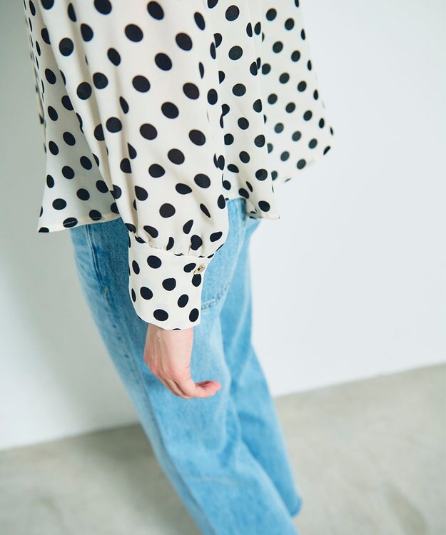 GRACE CONTINENTAL ドットプリントボウタイブラウス キナリ